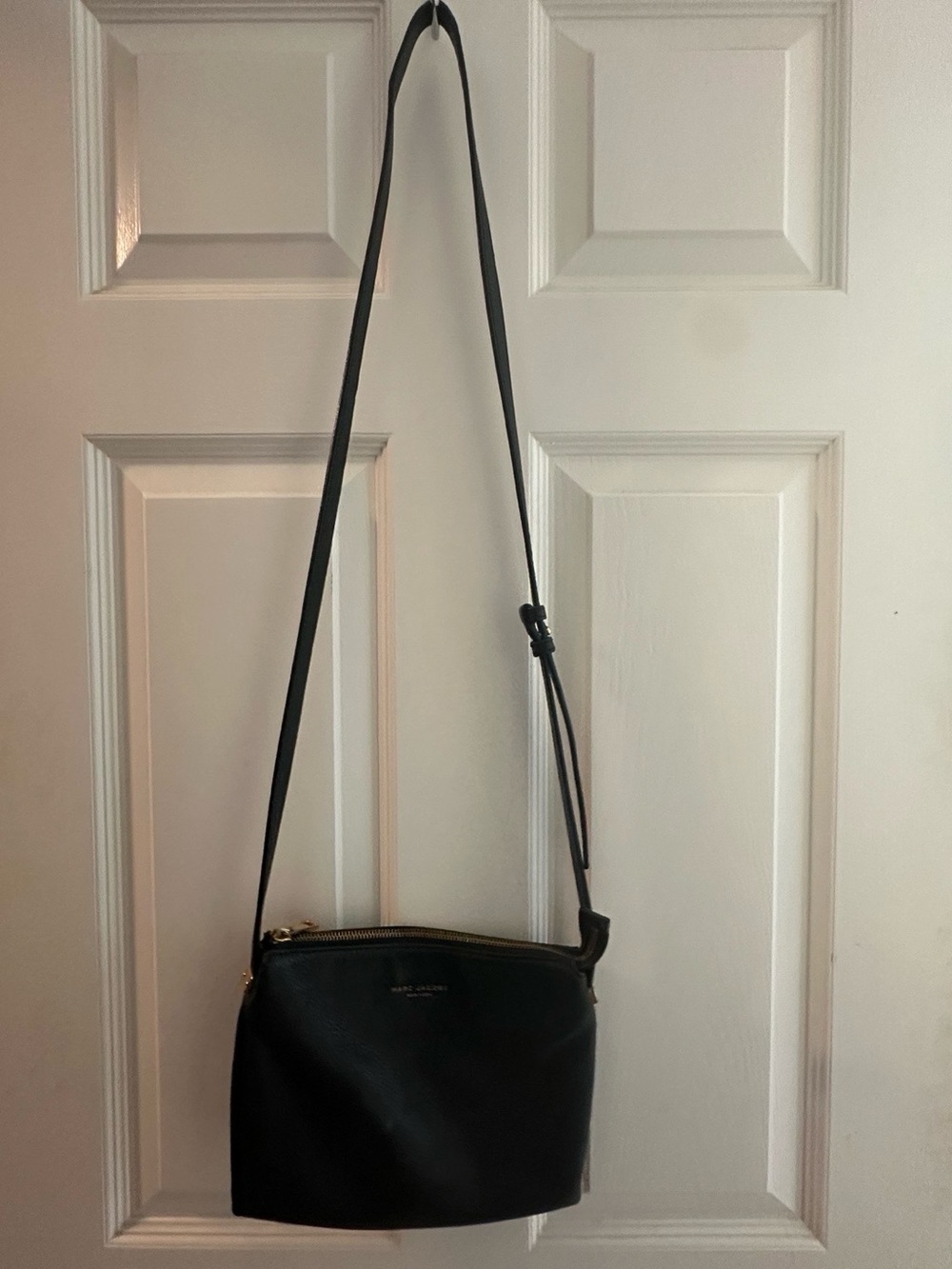 Marc Jacobs Black Leather Crossbody with Gold Hardware